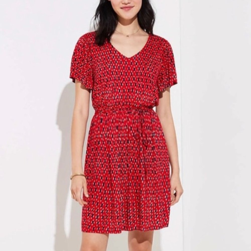 Loft Ikat Flutter Sleeve Tie Waist Dress